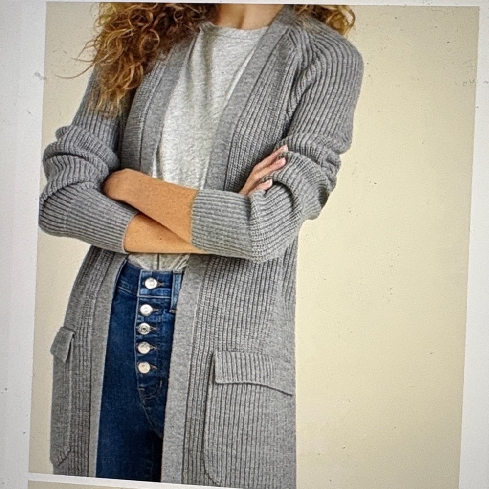 Veronica Beard Pearl Mixed Media Trench Cardigan in Grey Melange S - Picture 5 of 14